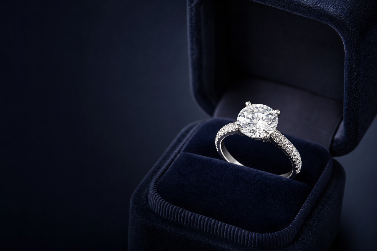 Diamond engagement ring in luxury packaging — jewelry eCommerce