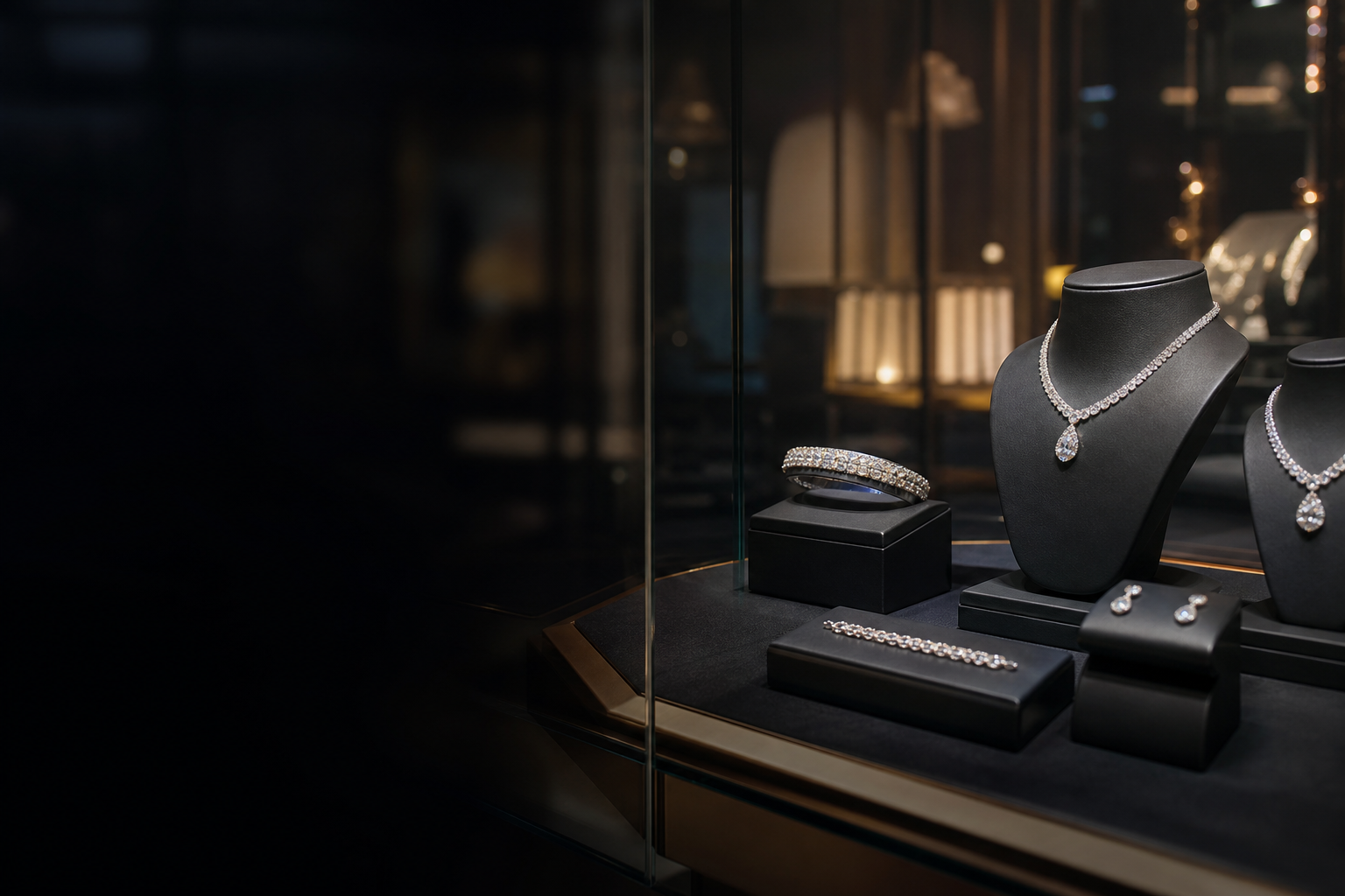 Fine jewelry boutique display case — SEO and Google Ads for jewelers
